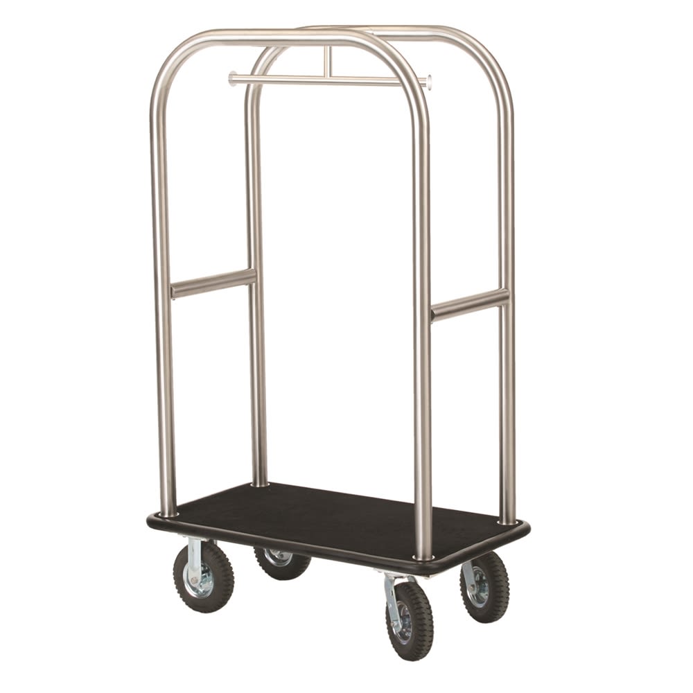GuestSupply US Deluxe Luggage Cart, 42.5"Lx24"Wx68"H, Brushed